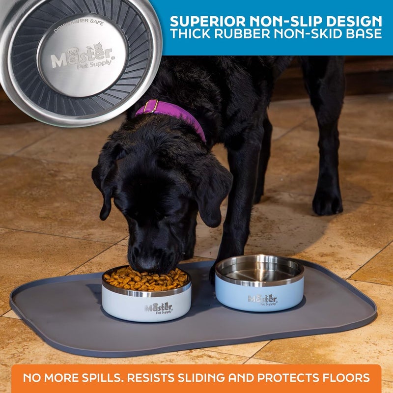 Master Pet Supply Stainless Steel Dog Bowls - 25 oz, Heavy Duty - Stainless Steel, Double Wall Extra-Thick Insulated, Non-Slip Pet Water Bowl for Dogs, Cats & Pets, Anti Rust Metal, Dish Washer Safe - Image 4